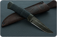Нож Н80 Гусар наборная кожа, черный дамаск, текстолит : фото 8