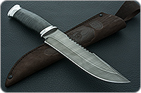 Нож Н83 Ладога наборная кожа, черный дамаск, алюминий : фото 8