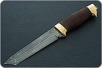 Нож Н10 Телохранитель береза, нержавеющий дамаск, латунь покрытая золотом : фото 2