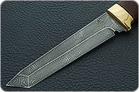 Нож Н10 Телохранитель береза, нержавеющий дамаск, латунь покрытая золотом : фото 3