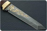 Нож Н10 Телохранитель береза, нержавеющий дамаск, латунь покрытая золотом : фото 4