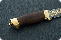 Нож Н10 Телохранитель береза, нержавеющий дамаск, латунь покрытая золотом : фото 5