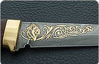 Нож Н10 Телохранитель береза, нержавеющий дамаск, латунь покрытая золотом : фото 8