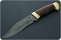 Нож Н73 Каспий орех, черный дамаск, латунь покрытая золотом : фото 2