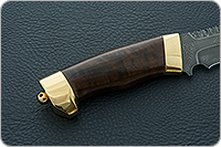 Нож Н73 Каспий орех, черный дамаск, латунь покрытая золотом : фото 5