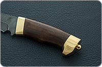 Нож Н73 Каспий орех, черный дамаск, латунь покрытая золотом : фото 6