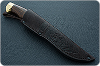 Нож Н73 Каспий орех, черный дамаск, латунь покрытая золотом : фото 9