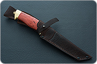 Нож Н10 Телохранитель стабилизированная карельская береза, нержавеющий дамаск, латунь покрытая золотом : фото 11