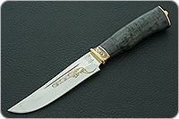 Нож Н90 Тунгус стабилизированная карельская береза, эи-107, резьба, золочение : фото 2