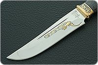 Нож Н90 Тунгус стабилизированная карельская береза, эи-107, резьба, золочение : фото 3