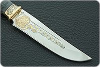 Нож Н90 Тунгус стабилизированная карельская береза, эи-107, резьба, золочение : фото 4