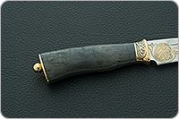 Нож Н90 Тунгус стабилизированная карельская береза, эи-107, резьба, золочение : фото 5