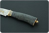 Нож Н90 Тунгус стабилизированная карельская береза, эи-107, резьба, золочение : фото 6