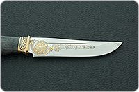 Нож Н90 Тунгус стабилизированная карельская береза, эи-107, резьба, золочение : фото 7