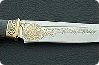 Нож Н90 Тунгус стабилизированная карельская береза, эи-107, резьба, золочение : фото 8