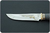 Нож Н90 Тунгус стабилизированная карельская береза, эи-107, резьба, золочение : фото 9