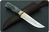 Нож Н90 Тунгус стабилизированная карельская береза, эи-107, резьба, золочение : фото 11