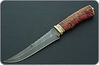 Нож Н69  Морской стабилизированная карельская береза, черный дамаск, золочение клинка : фото 2