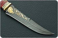 Нож Н69  Морской стабилизированная карельская береза, черный дамаск, золочение клинка : фото 4