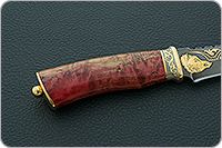 Нож Н69  Морской стабилизированная карельская береза, черный дамаск, золочение клинка : фото 5