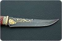 Нож Н69  Морской стабилизированная карельская береза, черный дамаск, золочение клинка : фото 7