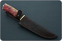 Нож Н69  Морской стабилизированная карельская береза, черный дамаск, золочение клинка : фото 11