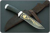 Нож Н6 Александр II наборная кожа, черный дамаск, алюминий : фото 11