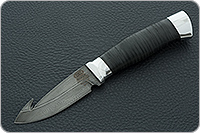 Нож НР21 Рыболов наборная кожа, черный дамаск, алюминий : фото 2