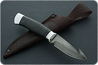 Нож НР21 Рыболов наборная кожа, черный дамаск, алюминий : фото 8