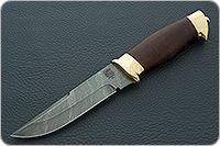 Нож Н8-Спецназ мореный орех, черный дамаск, латунь покрытая золотом : фото 2