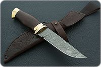 Нож Н8-Спецназ мореный орех, черный дамаск, латунь покрытая золотом : фото 9