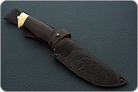 Нож Н8-Спецназ мореный орех, черный дамаск, латунь покрытая золотом : фото 10