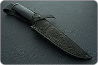 Нож Н1 Рыцарь наборная кожа, черный дамаск, текстолит : фото 10