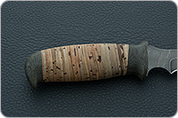 Нож Н21А Крестоносец береста, черный дамаск, текстолит : фото 5