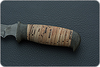 Нож Н21А Крестоносец береста, черный дамаск, текстолит : фото 6