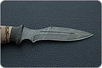 Нож Н21А Крестоносец береста, черный дамаск, текстолит : фото 7