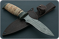 Нож Н21А Крестоносец береста, черный дамаск, текстолит : фото 9