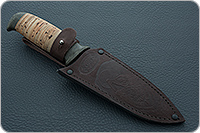 Нож Н21А Крестоносец береста, черный дамаск, текстолит : фото 10