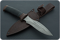 Нож Н21А Крестоносец наборная кожа, черный дамаск, текстолит : фото 9