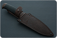 Нож Н21А Крестоносец наборная кожа, черный дамаск, текстолит : фото 10