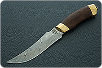 Нож Н27 Башкорт береза, контрастный дамаск, латунь покрытая золотом : фото 2