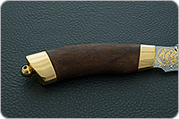 Нож Н27 Башкорт береза, контрастный дамаск, латунь покрытая золотом : фото 5