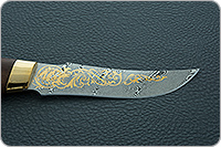 Нож Н27 Башкорт береза, контрастный дамаск, латунь покрытая золотом : фото 7