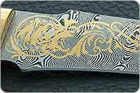 Нож Н27 Башкорт береза, контрастный дамаск, латунь покрытая золотом : фото 8