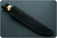 Нож Н27 Башкорт береза, контрастный дамаск, латунь покрытая золотом : фото 11