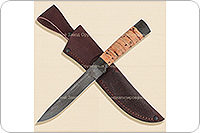 Нож Н58 Сталкер береста, черный дамаск, текстолит : фото 6