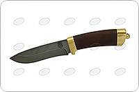 Нож Н6 Александр II орех, черный дамаск, латунь покрытая золотом : фото 2