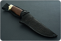 Нож Н8-Спецназ орех, контрастный дамаск, латунь покрытая золотом : фото 10