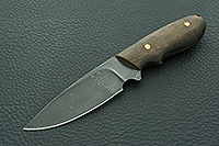 Нож Нр35 Лесовик накладки орех, черный дамаск, цельнометаллический : фото 2