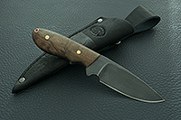 Нож Нр35 Лесовик накладки орех, черный дамаск, цельнометаллический : фото 9